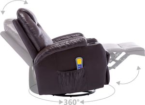 vidaXL Bujany fotel do masażu, brązowy, sztuczna skóra 8