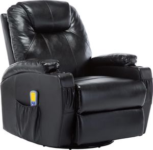 vidaXL Bujany fotel do masażu, czarny, sztuczna skóra 2