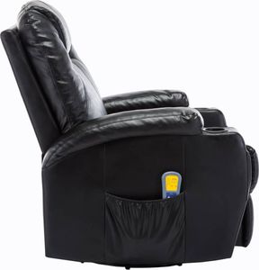 vidaXL Bujany fotel do masażu, czarny, sztuczna skóra 4