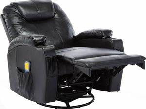 vidaXL Bujany fotel do masażu, czarny, sztuczna skóra 6