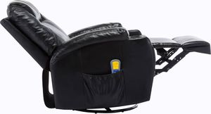 vidaXL Bujany fotel do masażu, czarny, sztuczna skóra 7