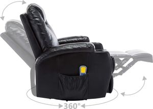 vidaXL Bujany fotel do masażu, czarny, sztuczna skóra 8