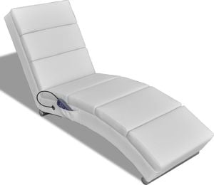 vidaXL Rozkładany fotel masujący, biały, sztuczna skóra 1