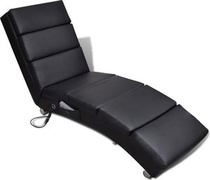 vidaXL Rozkładany fotel masujący, czarny, sztuczna skóra 1