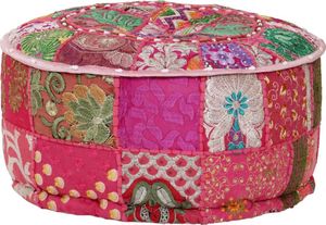vidaXL Okrągły puf patchworkowy, ręcznie robiony, 40 x 20 cm, różowy 1