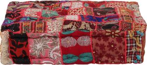 vidaXL Kwadratowy puf patchworkowy, bawełna, 50x50x12 cm, czerwony 1