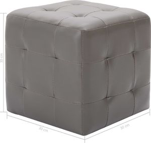 vidaXL Pufy, 2 szt., szare, 30 x 30 x 30 cm, sztuczna skóra 5