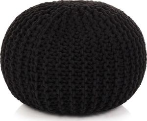 vidaXL Puf z ręcznie dzierganym pokryciem z bawełny, 50x35 cm, czarny 1
