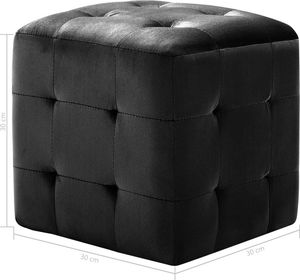 vidaXL Pufy, 2 szt., czarne, 30 x 30 x 30 cm, aksamit 6