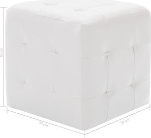 vidaXL 2 pufy, białe, 30 x 30 x 30 cm, sztuczna skóra 5