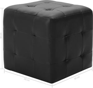 vidaXL 2 pufy, czarne, 30 x 30 x 30 cm, sztuczna skóra 5