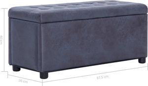 vidaXL Puf z pojemnikiem, 87,5 cm, szary, sztuczna skóra zamszowa 6
