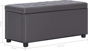 vidaXL Puf z pojemnikiem, 87,5 cm, szary, sztuczna skóra 6