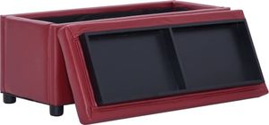 vidaXL Puf z pojemnikiem, 87,5 cm, czerwone wino, sztuczna skóra 5