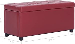 vidaXL Puf z pojemnikiem, 87,5 cm, czerwone wino, sztuczna skóra 6
