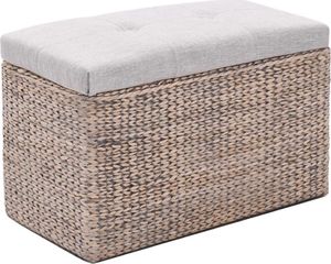 vidaXL Ławka z 2 pufami, zestaw wypleciony z trawy morskiej, szary 5