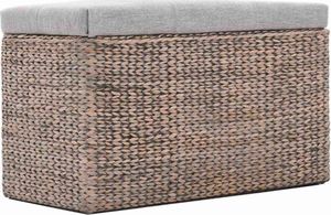 vidaXL Ławka z 2 pufami, zestaw wypleciony z trawy morskiej, szary 7