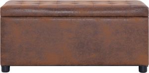 vidaXL Puf z pojemnikiem, 87,5 cm, brązowy, sztuczna skóra zamszowa 3