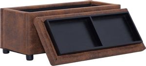 vidaXL Puf z pojemnikiem, 87,5 cm, brązowy, sztuczna skóra zamszowa 5