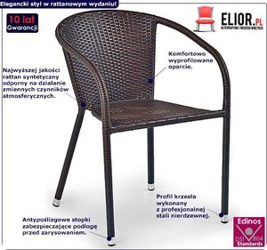 Elior Rattanowe krzesło ogrodowe Lukka - brązowe 2