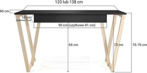 Biurko Elior Molly 2X Czarne 138 cm x 60 cm 5