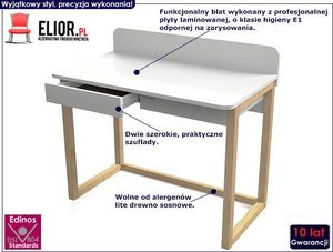 Biurko Elior Margo Białe 100 cm x 50 cm 2