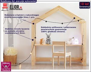 Elior Drewniane biurko dziecięce domek Rosie 2X 2