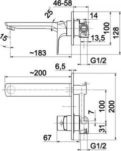 Bateria umywalkowa KFA Mokait ścienna chrom (5539-810-00) 2