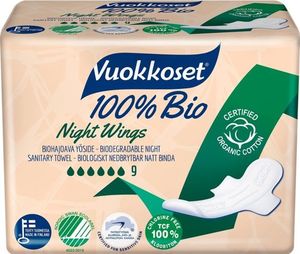Vuokkoset Vuokkoset, 100% BIO, Podpaski ze Skrzydełkami na noc, 9szt. 1