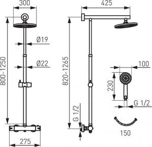 Zestaw prysznicowy Ferro Trevi z deszczownicą z baterią chrom (NP75-TRV7U) 4