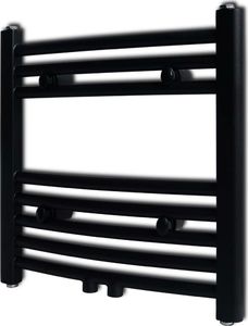 Grzejnik łazienkowy vidaXL Grzejnik łazienkowy, wygięty 480 x 480 mm, czarny (141912) - 141912 1