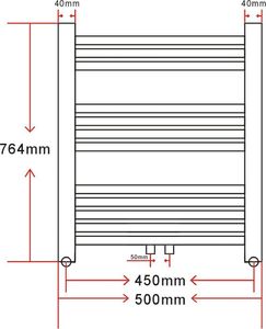 Grzejnik łazienkowy vidaXL Grzejnik łazienkowy, prosty 500 x 764 mm 8