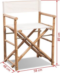 vidaXL Składane krzesło reżyserskie, bambus i płótno, 2 sztuki 5