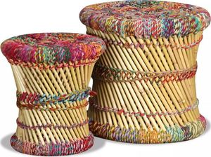 vidaXL Stołki w stylu chindi, 2 szt., wielokolorowe, bambus 3