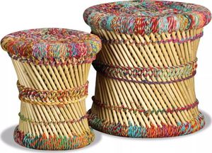 vidaXL Stołki w stylu chindi, 2 szt., wielokolorowe, bambus 4
