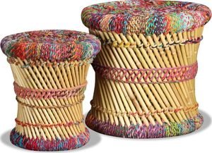 vidaXL Stołki w stylu chindi, 2 szt., wielokolorowe, bambus 5