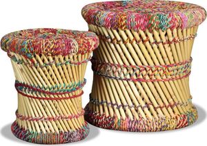 vidaXL Stołki w stylu chindi, 2 szt., wielokolorowe, bambus 6