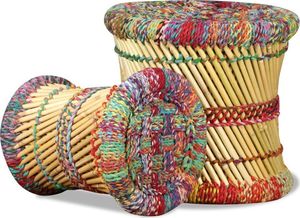 vidaXL Stołki w stylu chindi, 2 szt., wielokolorowe, bambus 7