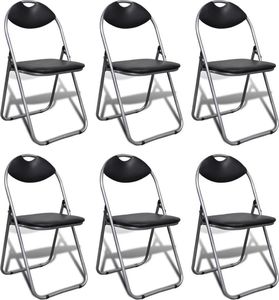 vidaXL Składane krzesła stołowe, 6 szt., czarne, sztuczna skóra i stal 1