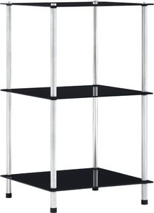 vidaXL 3-poziomowa półka, czarna, 40x40x67 cm, szkło hartowane 1