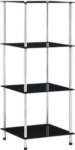 vidaXL 4-poziomowa półka, czarna, 40x40x100 cm, szkło hartowane 1