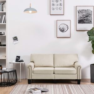 vidaXL 2-osobowa sofa, kremowa, tapicerowana tkaniną 1