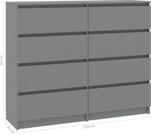 vidaXL Komoda, szara, 120 x 35 x 99 cm, płyta wiórowa 6