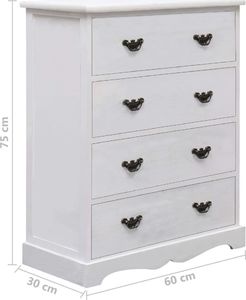 vidaXL Komoda, biała, 60x30x75 cm, drewniana 7