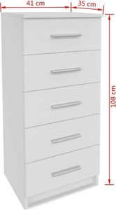 vidaXL Wysoka komoda, płyta wiórowa, 41 x 35 x 108 cm, kolor biały 6