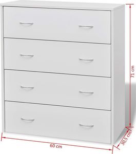 vidaXL Komoda z 4 szufladami, 60 x 30,5 x 71 cm, biała 6