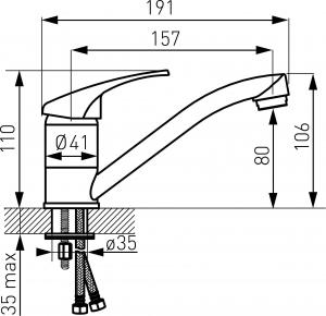 Bateria umywalkowa Ferro Basic stojąca chrom 2