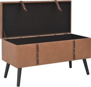 vidaXL Stołki ze schowkami, 3 szt., brązowe, sztuczna skóra 7
