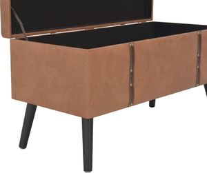 vidaXL Stołki ze schowkami, 3 szt., brązowe, sztuczna skóra 8