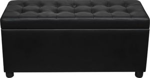 vidaXL Ławka z pojemnikiem do przechowywania, sztuczna skóra, czarna 4